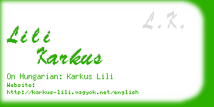 lili karkus business card